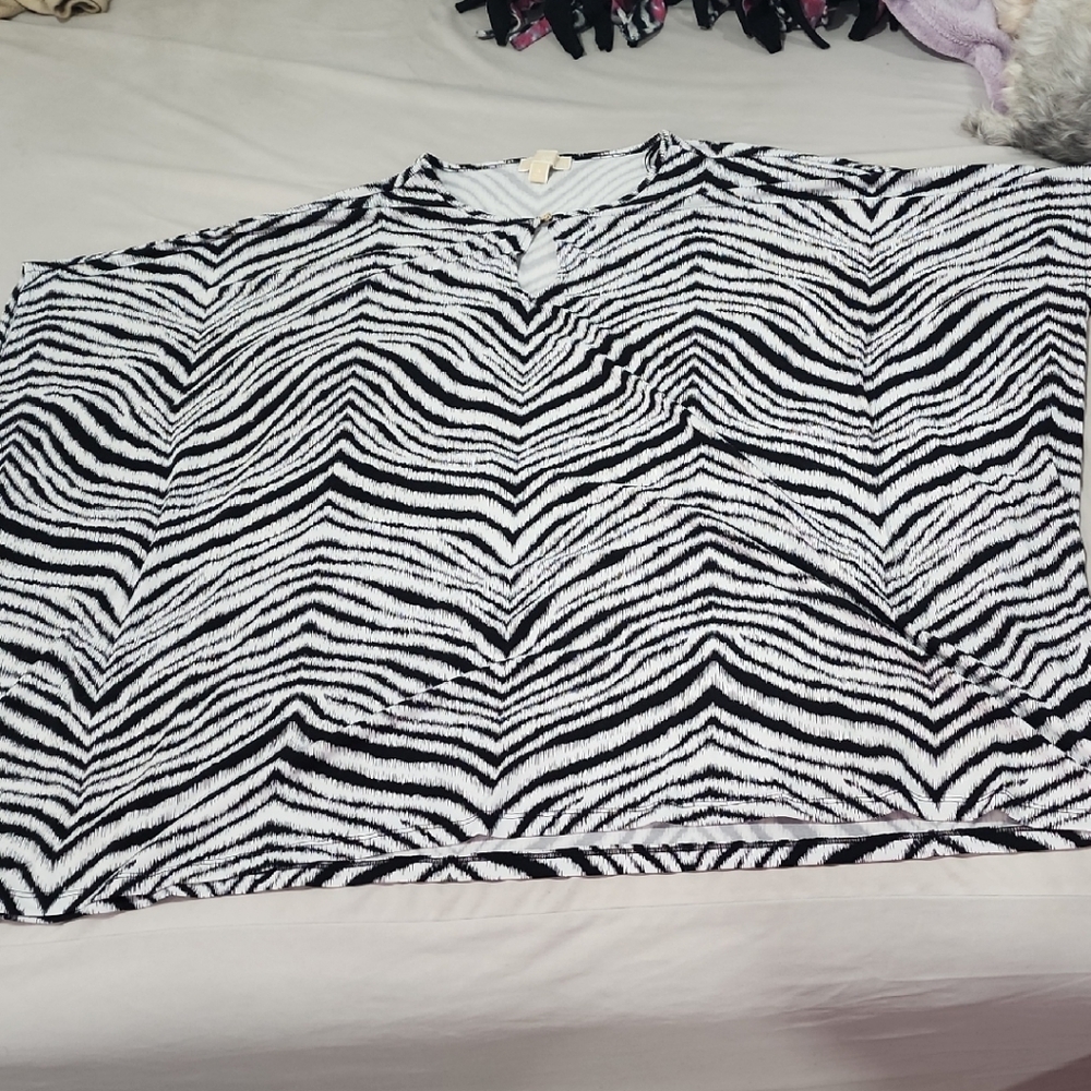 MICHAEL Michael Kors Black and White Zebra Print Top